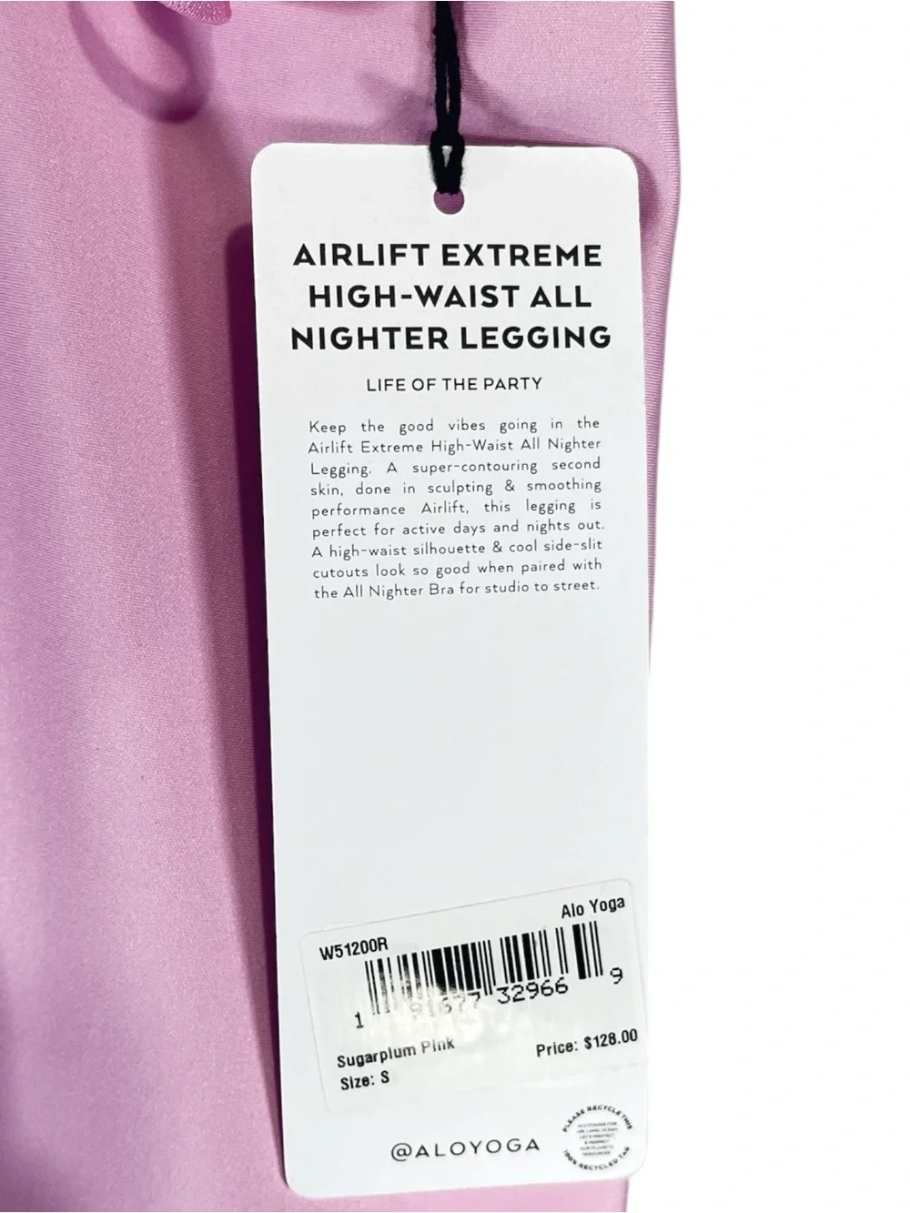NWT ALO Airlift Extreme High Waist All Nighter Legging SugarPlum Pink size Small